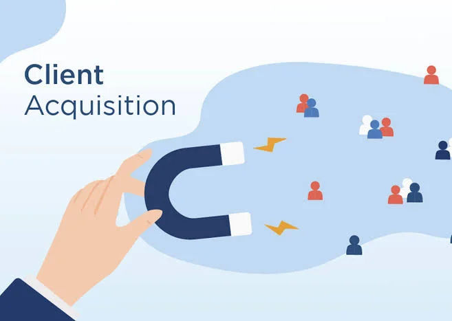 Illustration of acquiring customers through connected marketing channels